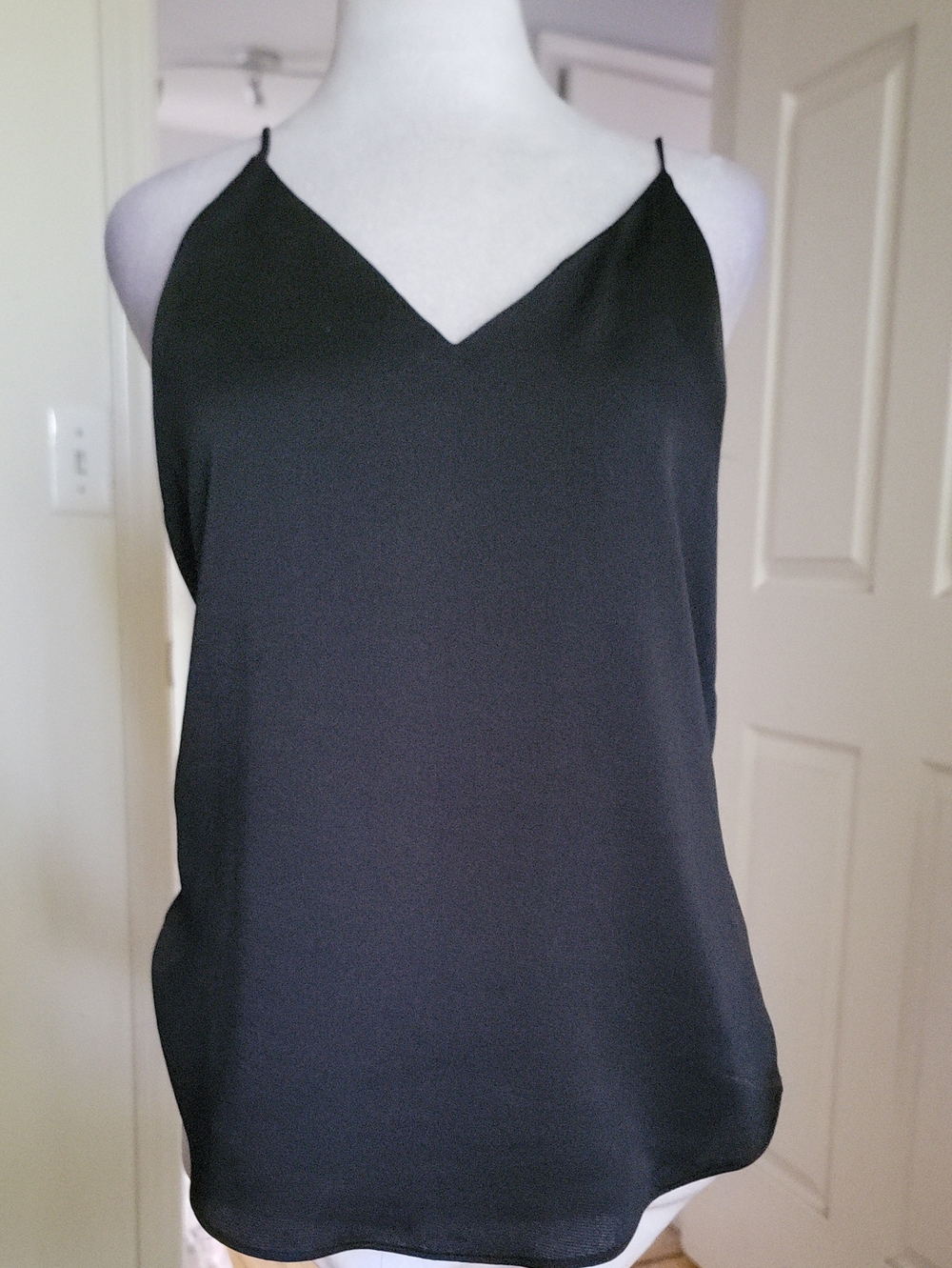 Express Black V-Neck Satin Cami Top - Women